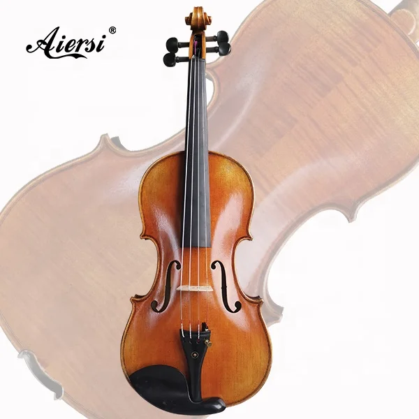 

Aiersi brand Hand painted Oil Solid Nice Flame Maple professional Antique Red Brown violin With Case and bow string instruments