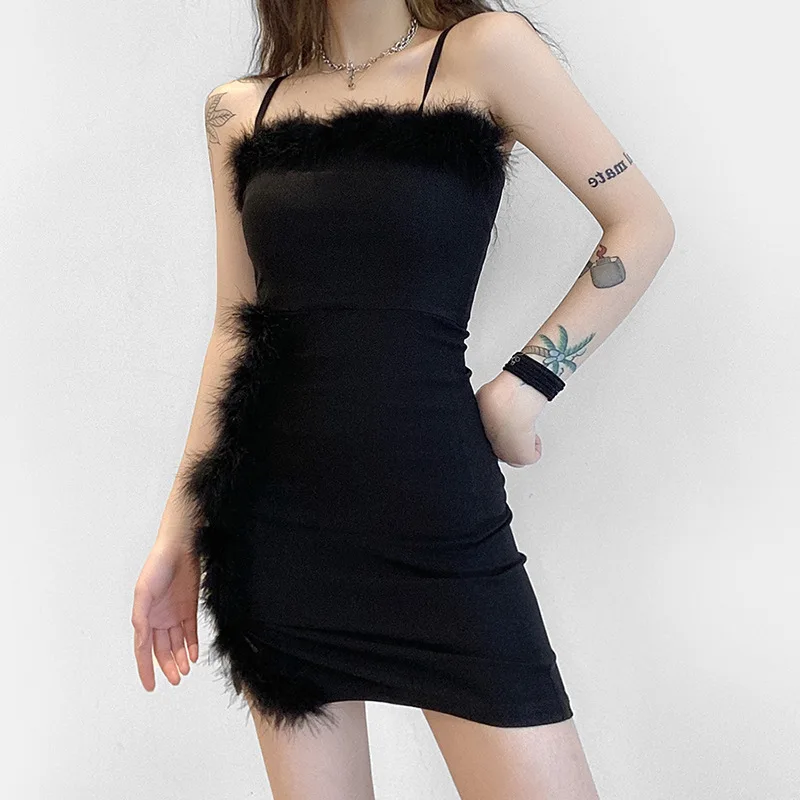 

B54461A Western style 2021 spring summer lady fashion slit sleeveless dress, Black