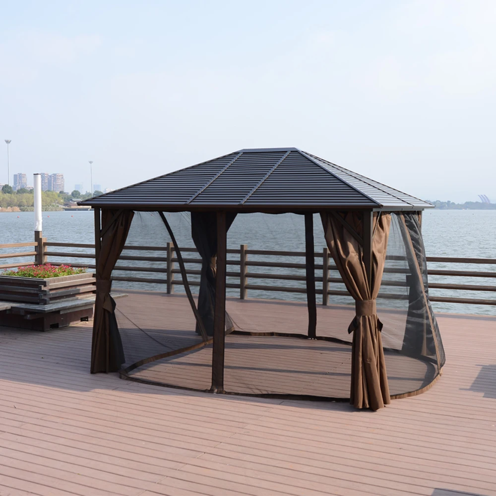 

High quality with 2-Layer Sidewalls Outdoor Hardtop Aluminum Gazebo Tent