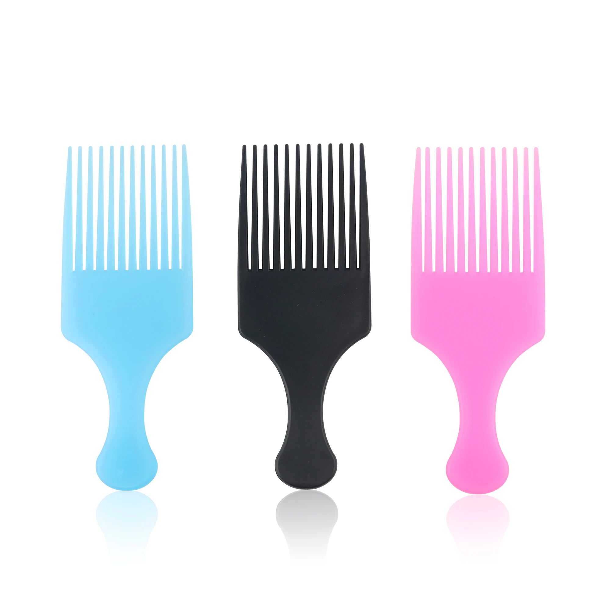 

Free Sample 3 Colors Wide Teeth Pick Comb Fork Hairbrush Insert Hair Pick Comb Plastic Gear Comb Curly Afro Hair Styling Tools