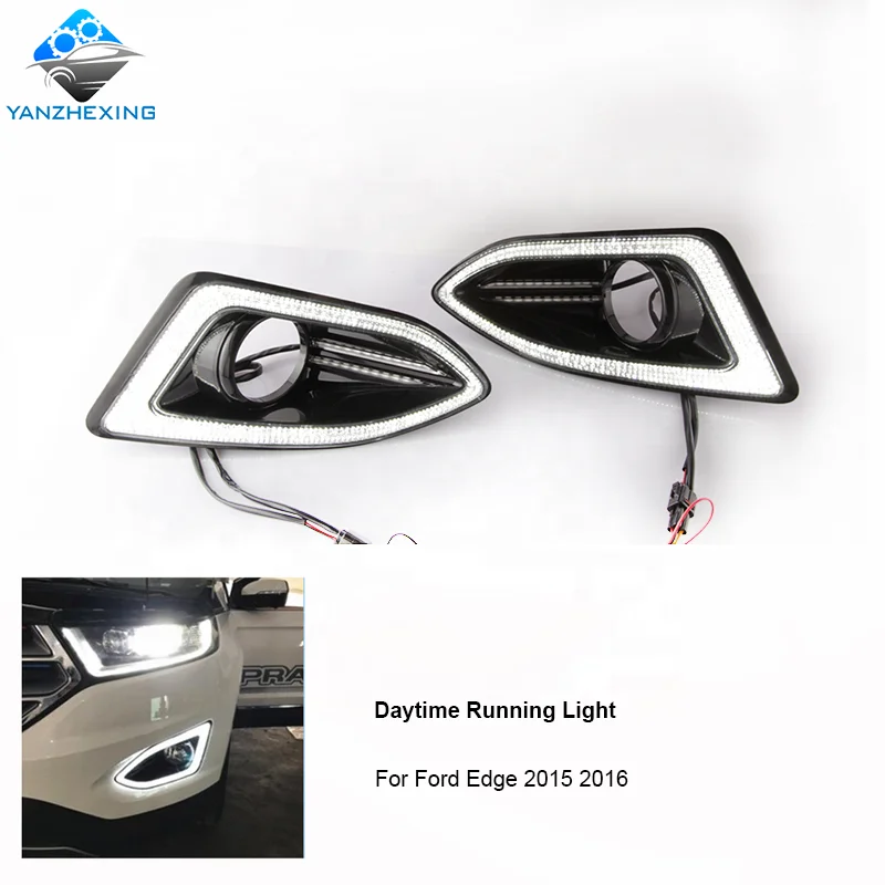 YZX LED For Ford Edge 2015 2016 DRL Daytime Running Light 12V Yellow signal light With Fog Lamp Hole