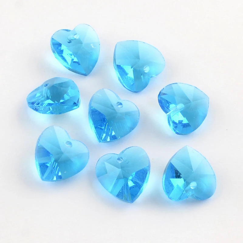 

Pandahall DeepSkyBlue Faceted Heart Transparent Glass Charm Pendants