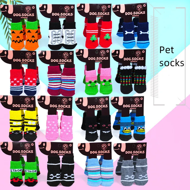 

Cute Non Slip Dog Socks Wholesale Socks For Dog Mixed Colors Cheap Pet Sock