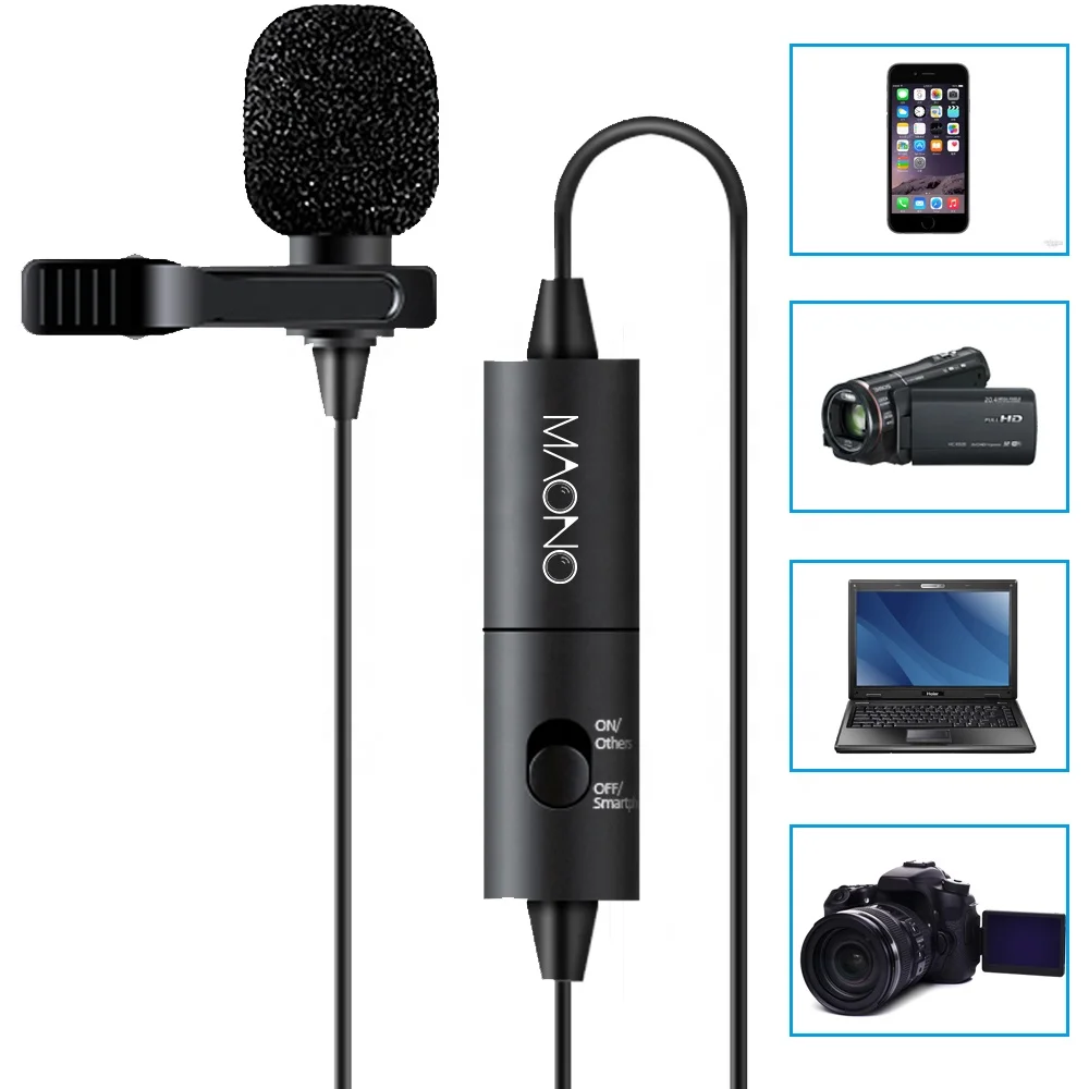 Omnidirectional Lavalier Clip-on Condenser Microphone For Camera