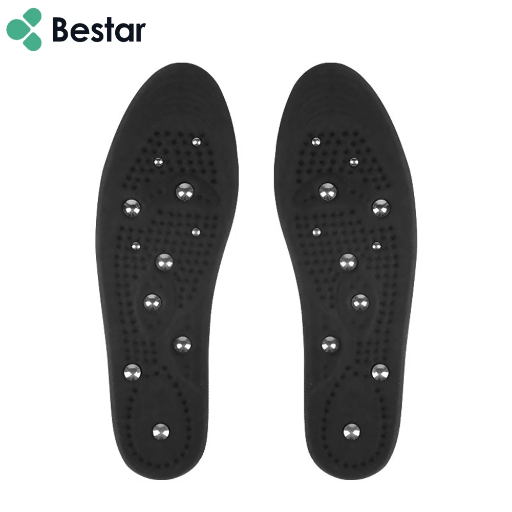 

Black unisex Cuttable Size Pain Relief Breathable Foot Massaging Improve Blood Circulation Acupressure Magnetic Therapy Insoles, Customized accept