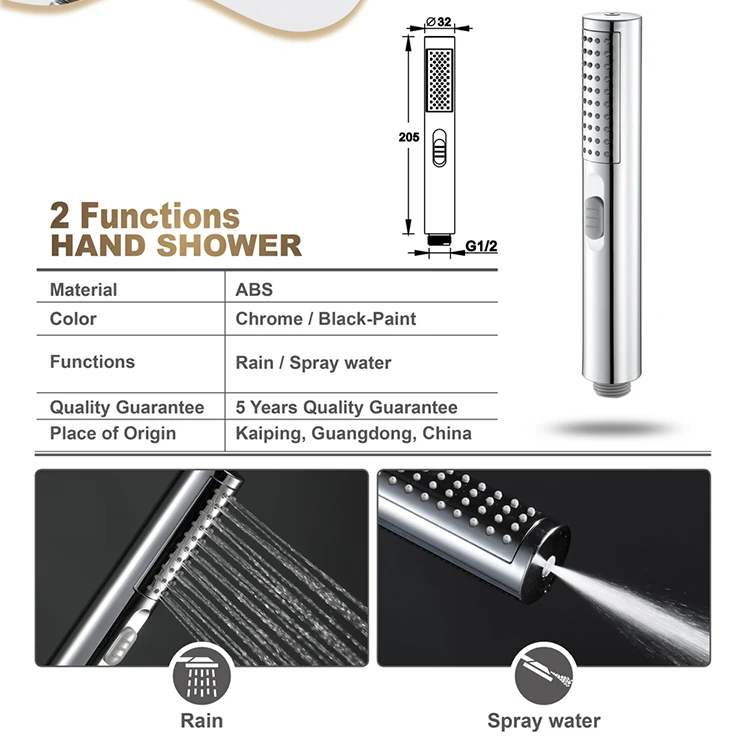 HIDEEP Bathroom Shower Accessories 2 Function Handshower Round ABS Chrome Hand Shower