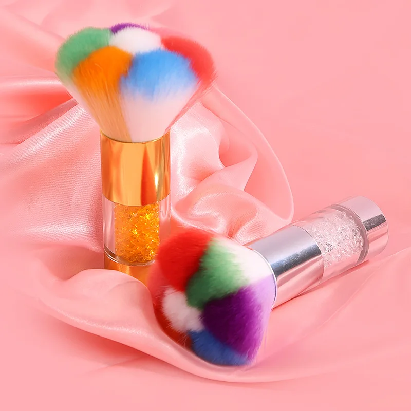 

Rhinestones Inside Colorful Nylon Hair Nail dust Brush, As the picture show