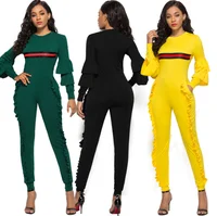 

Hot Sale 2020 In Stock Fashion One Piece Long Sleeve Jumpsuits For Women Customizable Ladies Jumpsuits