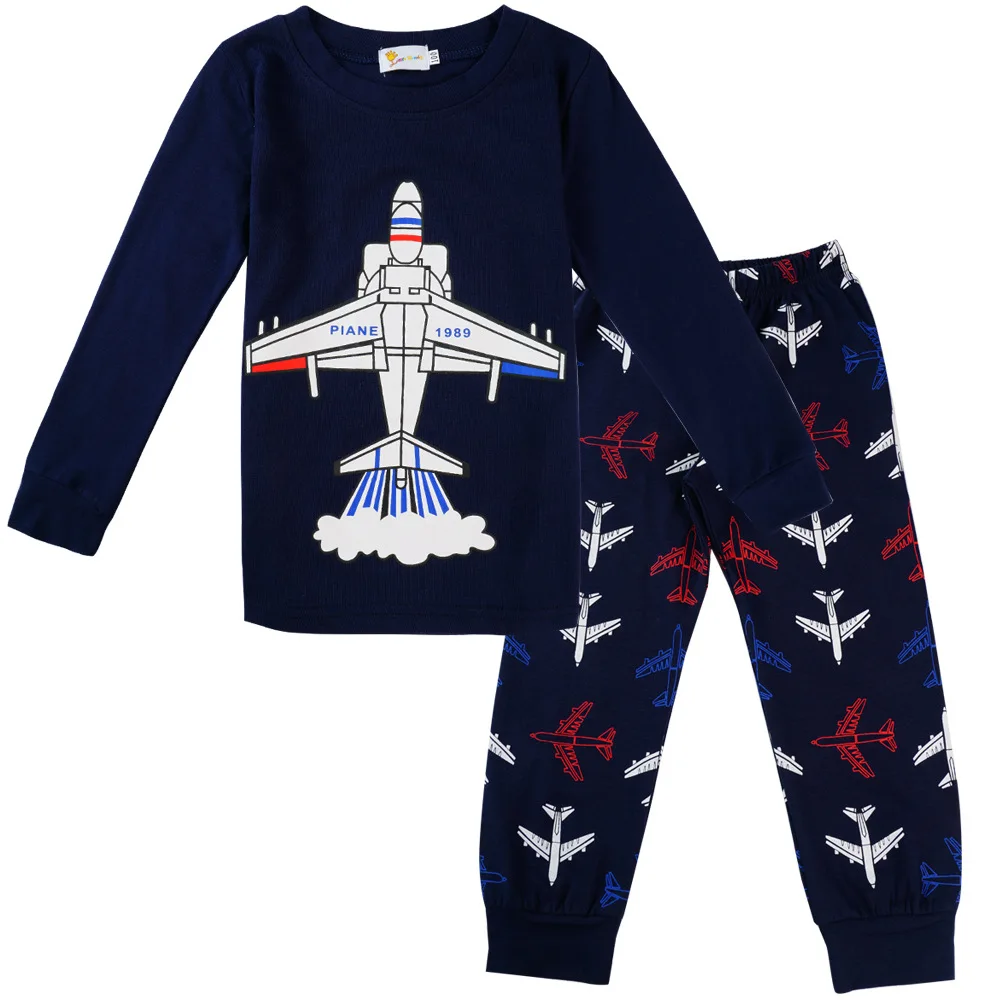 

Autumn and winter models foreign trade children's home clothing long-sleeved trousers suit wholesale boy airplane pattern set, Pictures shows