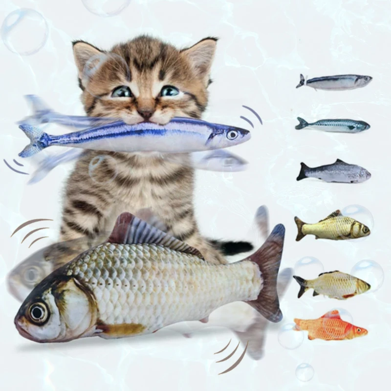 

Dropshipping USB Electronic Moving Dancing Catnip 3D Fish Cat Toys For Cats, As picture show