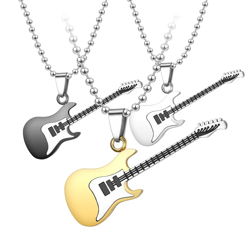 

Hot Necklace Fashion Women Intercolor Music Guitar Couple Pendant Necklace Man Jewelry