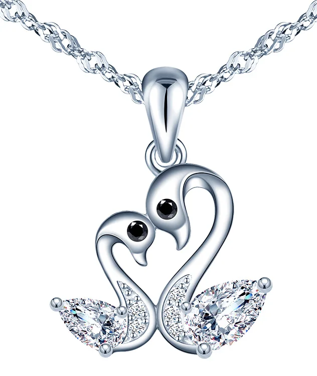 

droshipping double swan necklace 925 sterling silver statement necklace for women