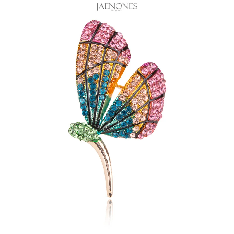 

JAENONES High Quality Factory Custom Ladies Colorful Rhinestone Designer Inspired Brooches Luxury Butterfly Brooch