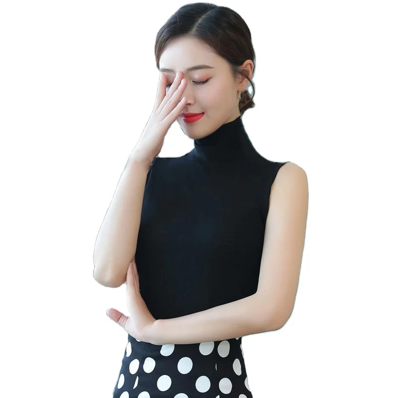 

2021 new ladies Turtleneck clothing sleeveless tee sexy cotton vest tight undershirt fashion women's T-shirt