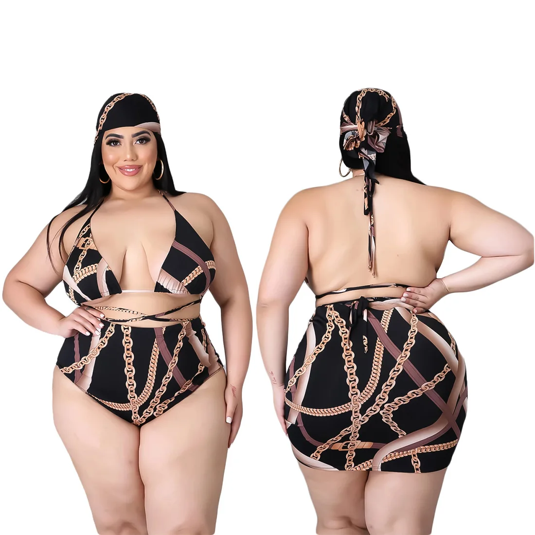 

2021  Swimwear Women Swimsuit Fashion Four Pieces Bikinis Women Plus Size Swimwear, 1 color