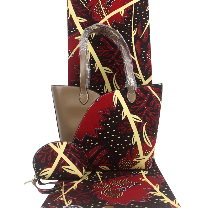 

2019 African Wax Fabric Matching fabric handbags with leather trims, Turkey blue,nigeria green,lilac