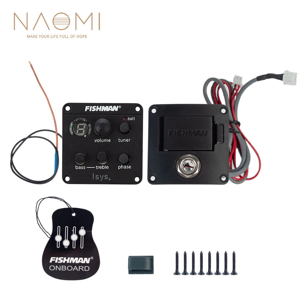 

NAOMI EQ Acoustic Guitar Pickup Clip on Sound Hole Pick Up Onboard Preamps Fishman ISYS + EQ Tuner, Black