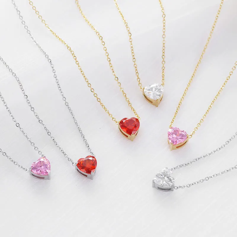 

Ins Hot Gold And Silver Heart Necklace Fine Jewelry Necklaces Zircon Initial Necklace For Woman