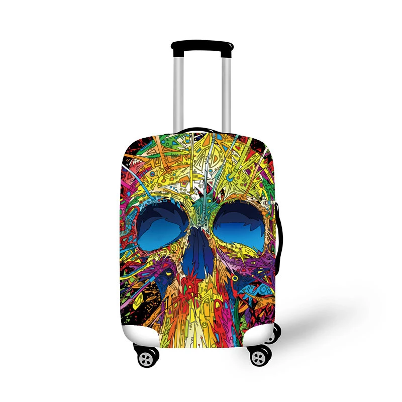 

Skull design custom suitcase cover spandex luggage cover with zipper size S/M/L for choose NO MOQ, Full printing color