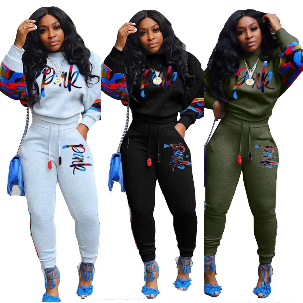 

2020 Hot 2 piece set women clothing 2020 Selling Sexy Latest Colorful For Fall and Winter Plus Size Women Two Pieces Outfits, Gray/black/green/burgundy