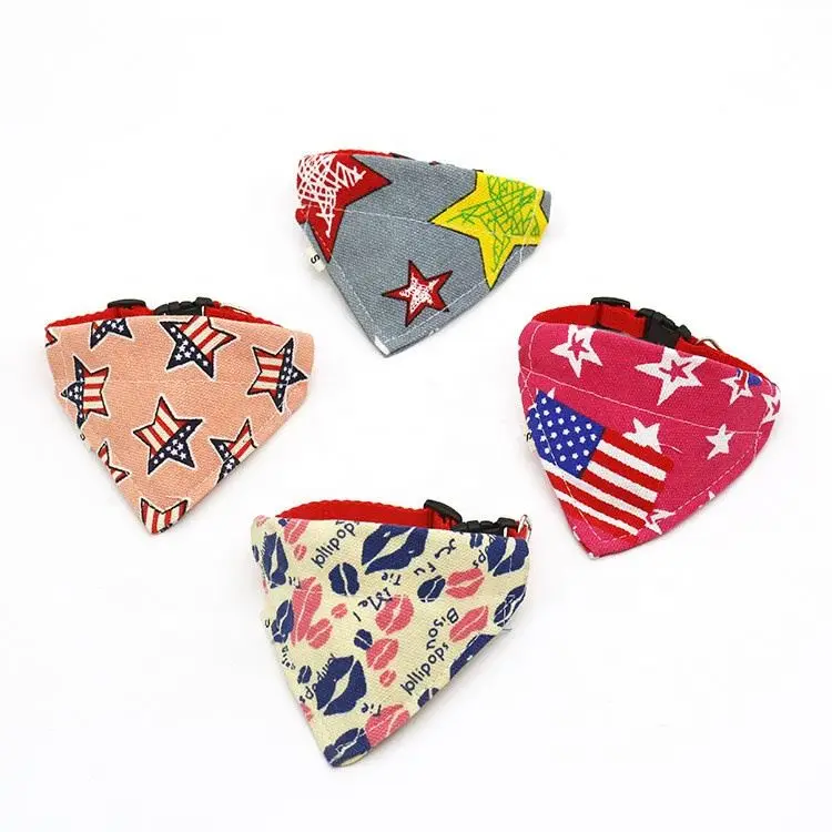 

Multi Color Cotton Cloth Pet Dog Cat Collar Bowl Tie Bandanas Trigngle Towel, Random color