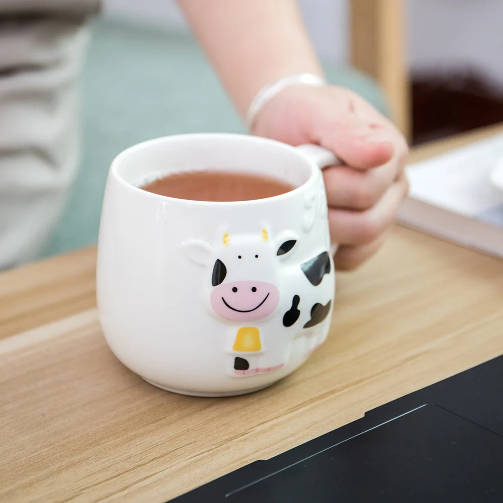 

wholesale cartoon 3D embossed cow coffee mug, As picture