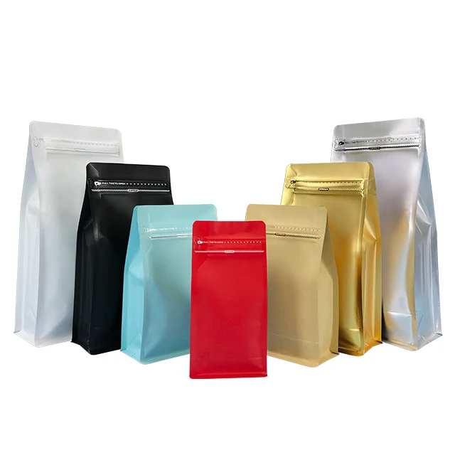 

In Stock Reusable Coffee Bean Packing Flat Bottom Pouch 500g 1kg Aluminum Foil Pouch Coffee Tea Bag