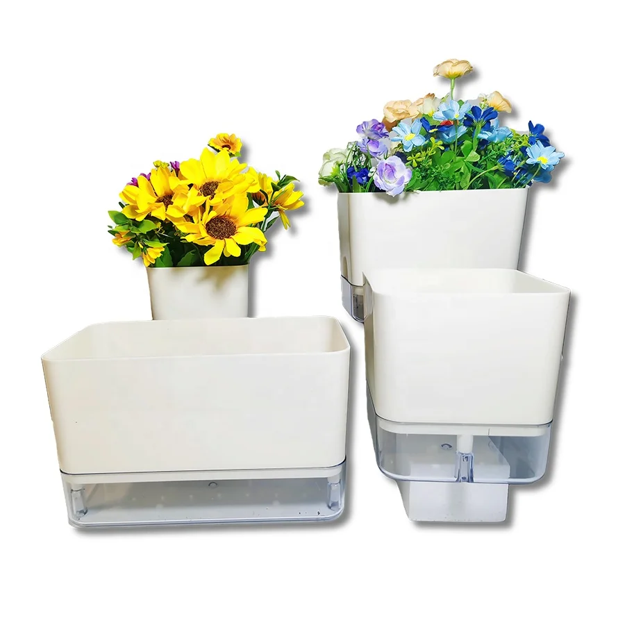 

2022 Garden Indoor Square Flower Pot Planter Rectangle Self Watering Plant Pot Box For Orchid Succulent Plants Home Decoration, Picture
