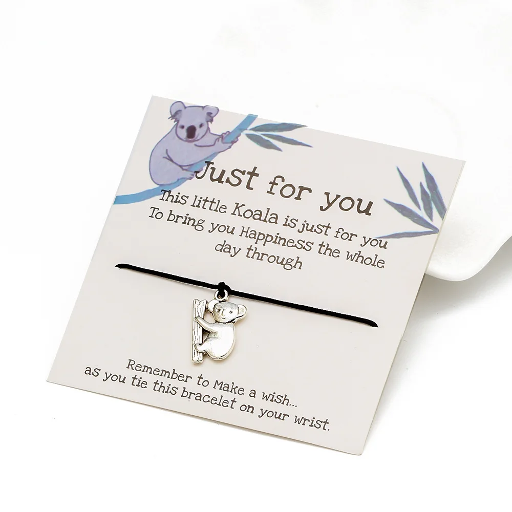 

Australia Koala Charm Bracelets with Make a Wish Card, Multi-colors/accept custom colors