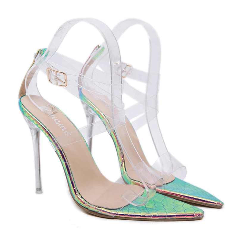 

New Arrival Sexy Sandals for Women Transparent Upper Party Heels Sandal Block Chunky Diamond Heels Open Toe Sandals High Heel