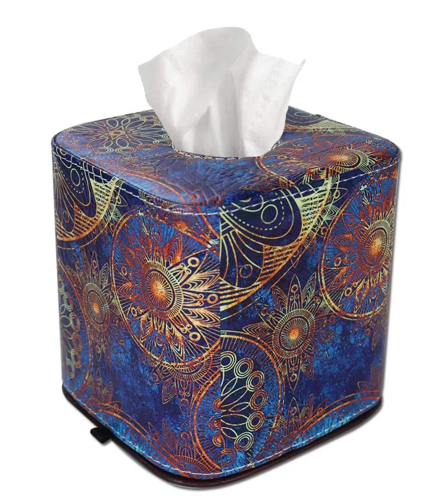 

Wooden Square tissue box retro style factory outlets support custom patterns Suitable for home decoration.
