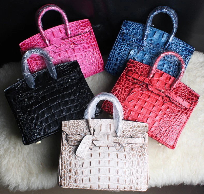 

Ladies genuine leather crocodile pattern platinum fashion handbag