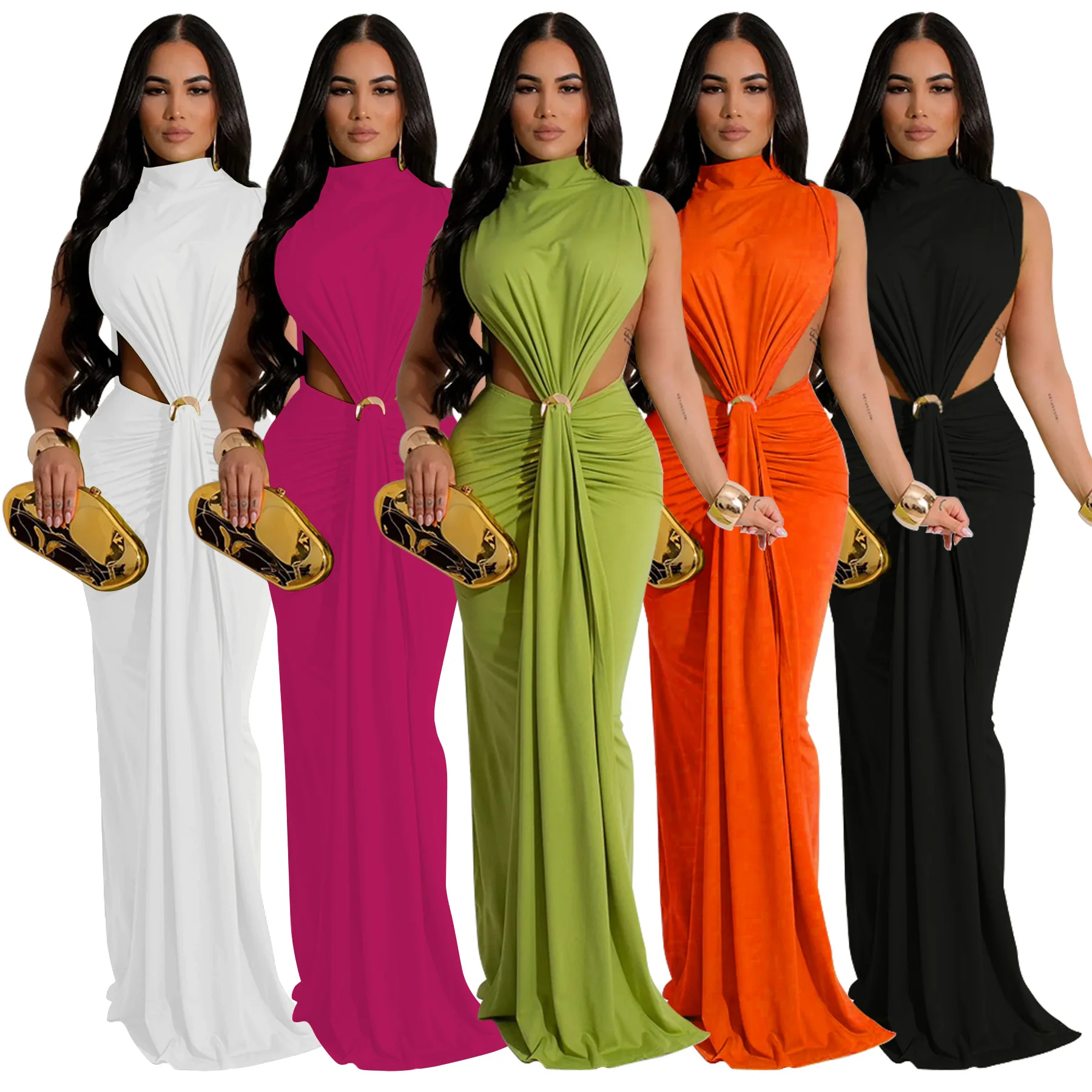 Sleeveless Backless Side Split Maxi Dress