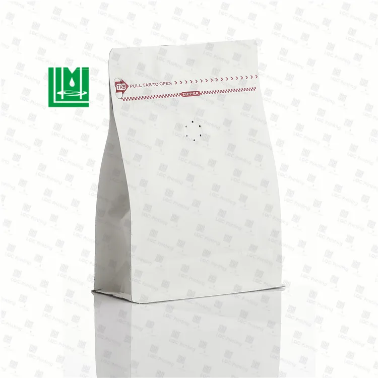 

250g Matte White Bag Resealable Side Gusset Stand Up Pouch Ziplock With Valve Zipper Flat Bottom Coffee Bean Packaging Bags