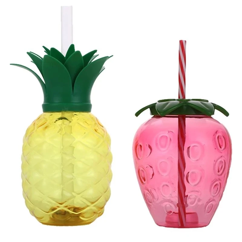 

Pineapple Shaped Milk Water Bottle Plastic 500ml Fruit Juice Cup