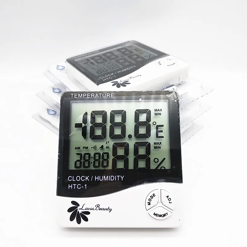 

LCD Digital Temperature Humidity Meter HTC-1 Home Indoor Outdoor Hygrometer Thermometer Weather Station with Clock