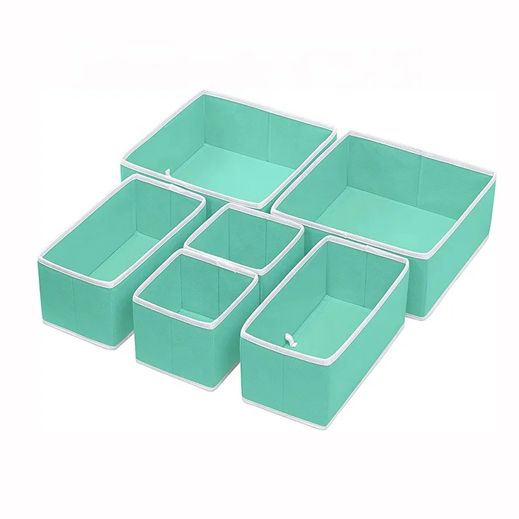

6pcs Green Color Wardrobe Clothes Underwear Storage Drawer Organiser Divider, Customized color