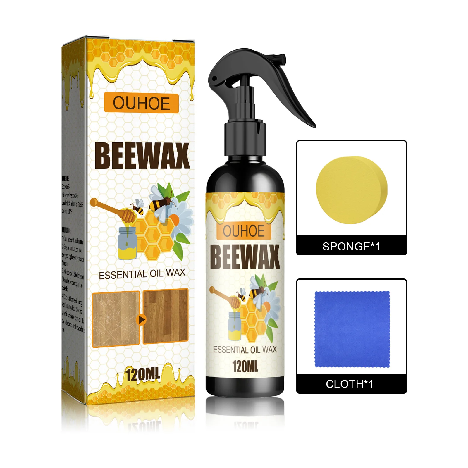 

Furniture Floor Care Waterproof Anti-Dry Crack Scratch Renovation Wax Fresh Shines Protects Cleaner Beeswax Wood Polish Spray