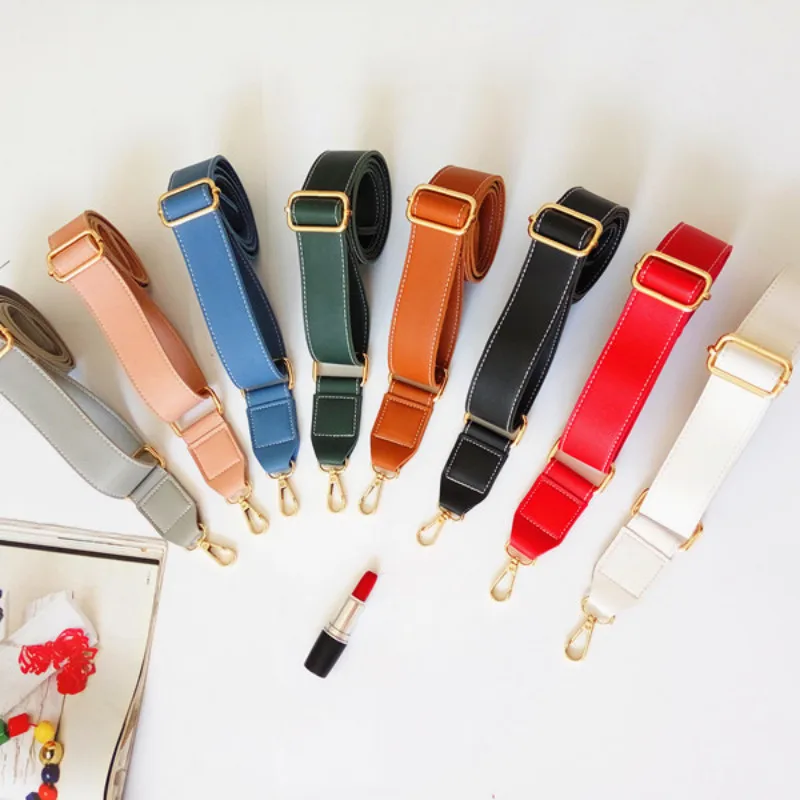 

New 130cm PU Leather wide Shoulder Bag thick Strap DIY Crossbody Adjustable Solid Color Belt Bag Accessories Colorful Strap