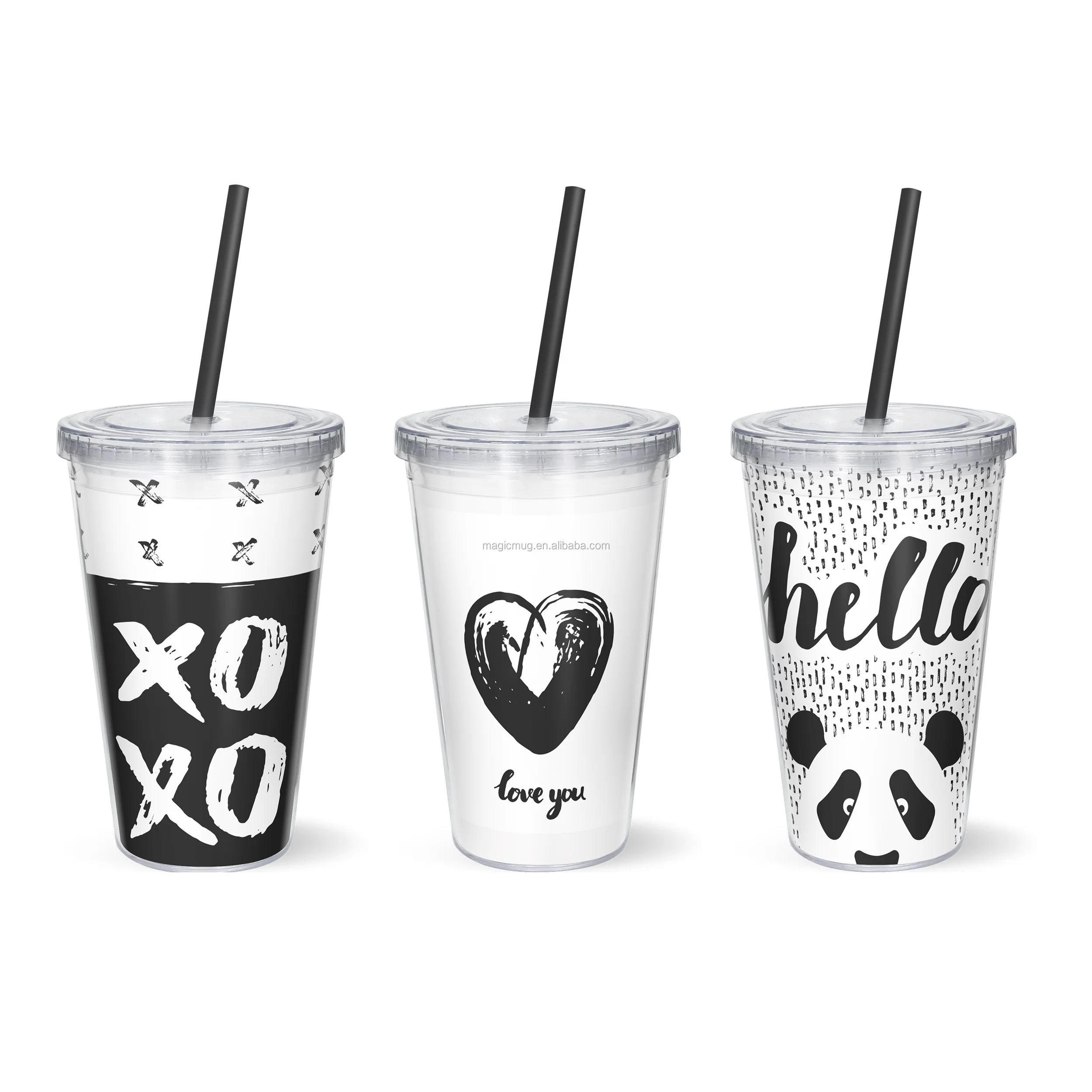 

2020 Biansebao factory Magical Color Changing Double Wall PS Plastic Cup
