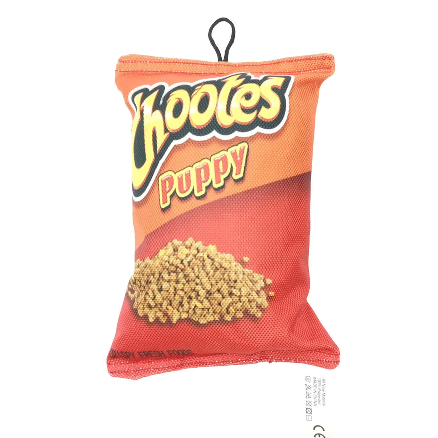 

Pet toy Manufacturer Pop Chip Nylon Oxford Food Plush Dog Chips Toy with Crincle Paper Inside, Customized