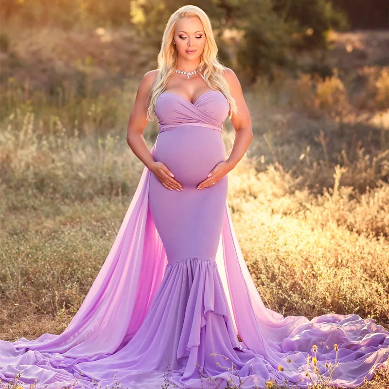 

Fashion Pregnant Mother Dress New Party Wear Tail Long Photo Shoot Maternity Dresses