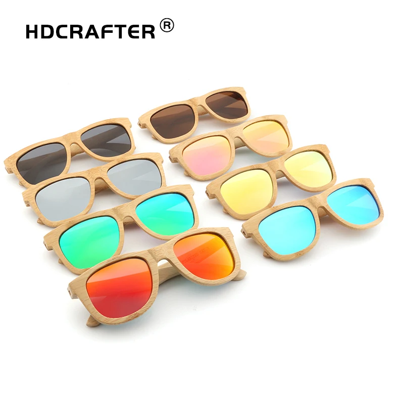 

HDCRAFTER Hot Sale Fashion Sunglasses Bamboo Frame Sun glasses Retro Vintage TAC Lens Wooden Frame Factory Direct dropshipping