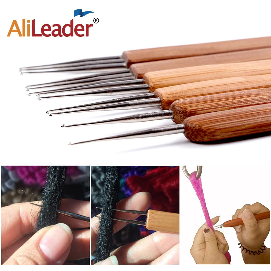 

Alileader Weaving Needle Handle Bamboo Crochet Hook Braids Crochet Needle Dreadlocks Tools For Making Wig