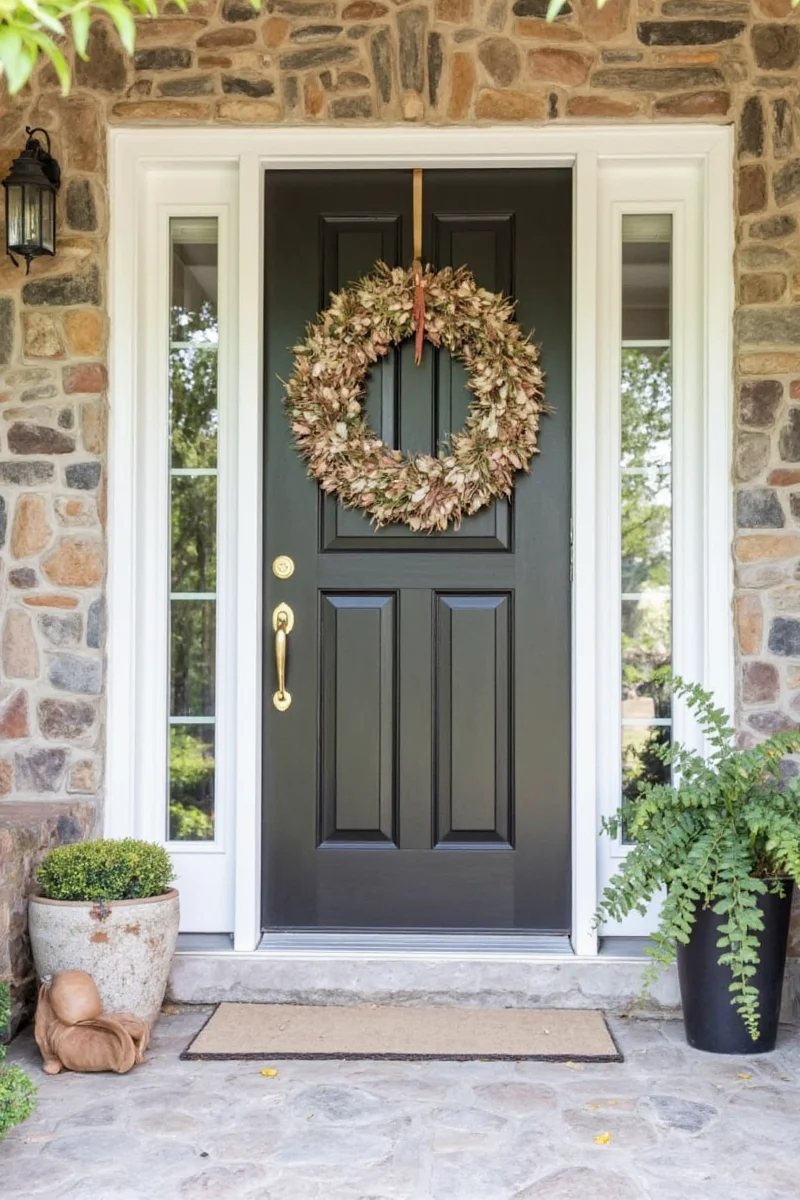 Chalkboard sign on a front door