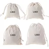 Custom logo printed eco friendly recyclable ecological reusable pouch cotton drawstring bag