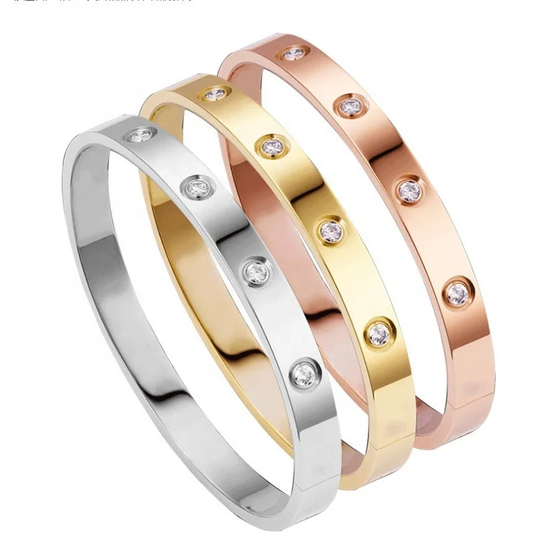 

LuoYang Jewelry 2021 Amazon Fashion Silicone Luxury De Luxe SCREW Bangle Stainless Steel Charm Women LOVE SCREW Bracelets, As shown