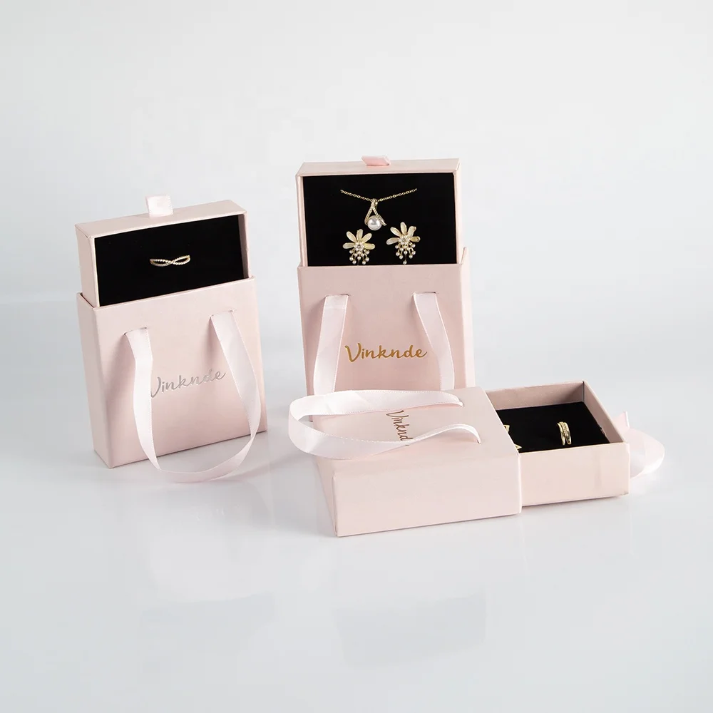 

New Manufacturer Luxury Cardboard Gift Jewelry Craft Paper Box Eco Cardboard Earrings Necklace Packaging Set Custom Sliding Box