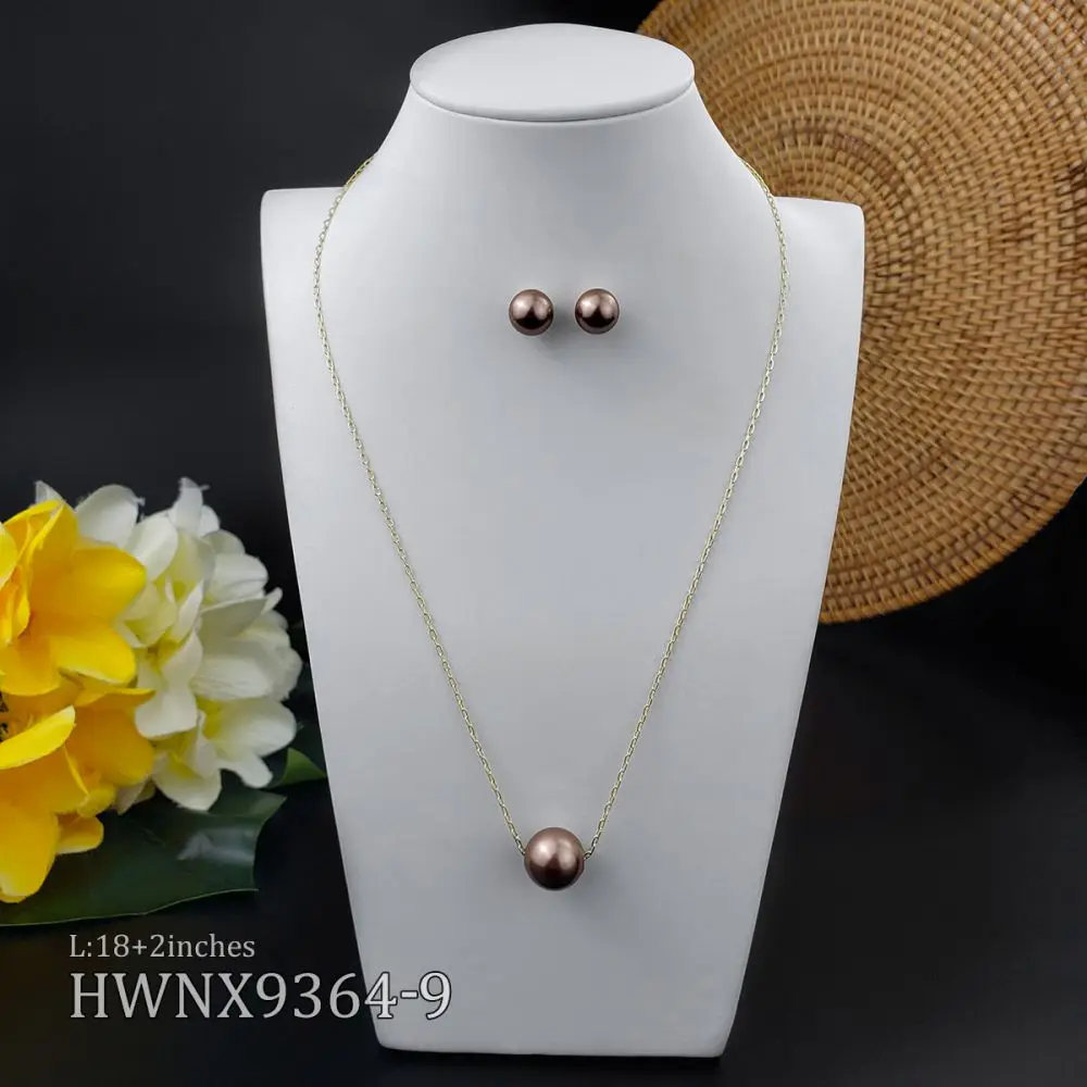 

Hawaii floating pearl beads gold chain jewelry sets necklace in verious of colors wholeslaer