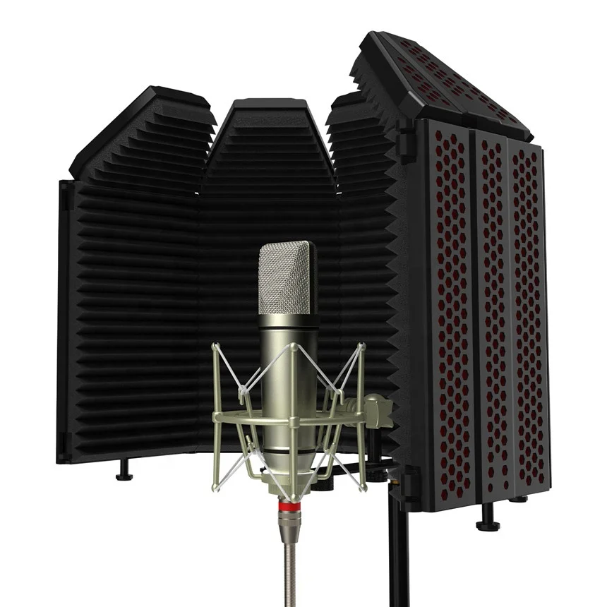 

New design original factory 5 doors microphone studio sound isolation shield vs acoustic foam, Black